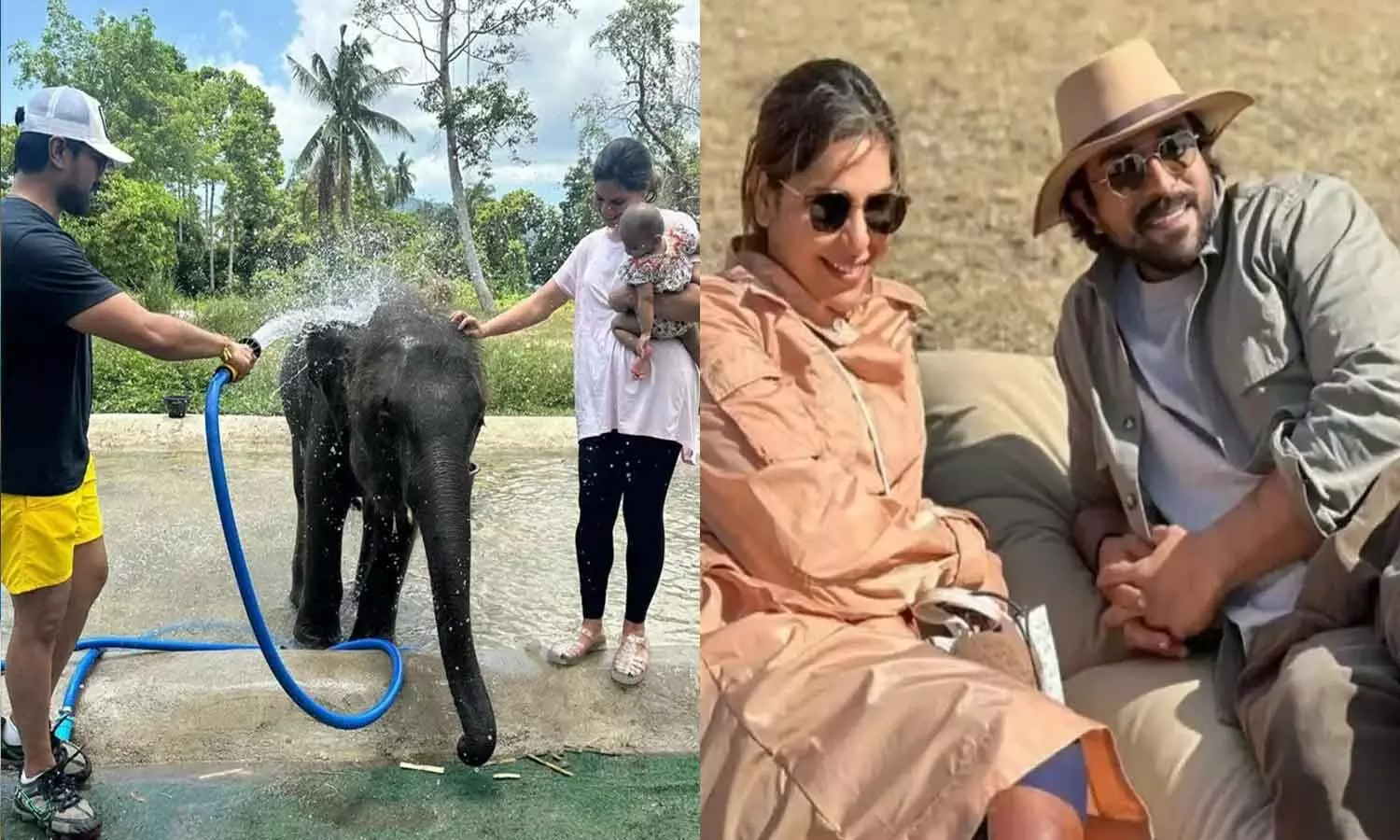 వెకేషన్ మూడ్లో రామ్ చరణ్.. బుల్లి ఏనుగుకి స్నానం చేయిస్తున్న చెర్రీ దంపతులు వెకేషన్ మూడ్లో రామ్ చరణ్.. బుల్లి ఏనుగుకి స్నానం చేయిస్తున్న చెర్రీ దంపతులు