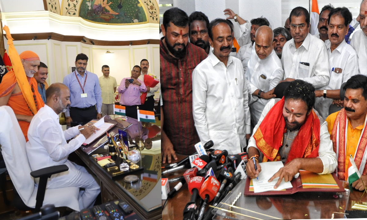 కేంద్ర మంత్రులుగా బాధ్యతలు స్వీకరించిన బండి సంజయ్.. కిషన్రెడ్డిలు కేంద్ర మంత్రులుగా బాధ్యతలు స్వీకరించిన బండి సంజయ్.. కిషన్రెడ్డిలు