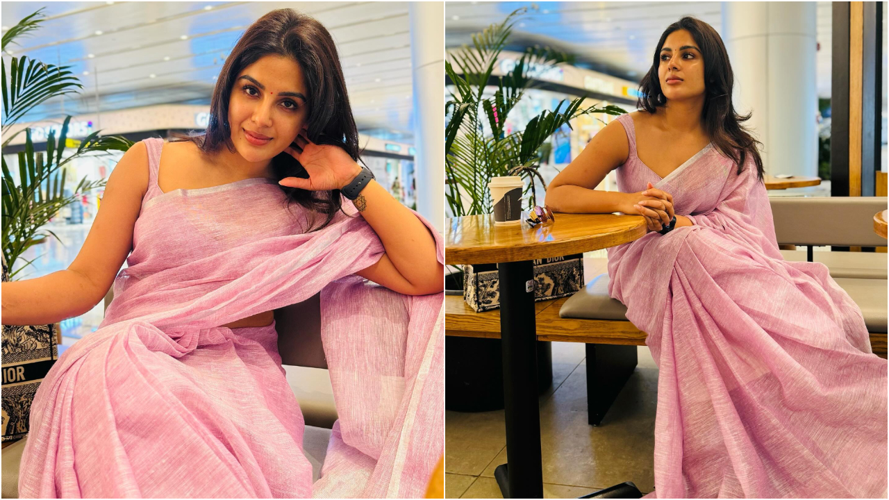 Samyuktha | పింక్ శారీలో గులాబీలా గుండె గిల్లుతున్న సంయుక్త