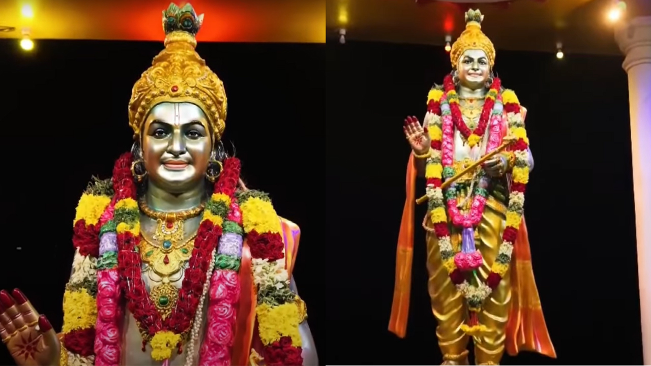 NTR Statue as Krishna Avatar | శ్రీకృష్ణావతారంలో ఎన్టీఆర్ విగ్రహం..వైరల్ గా వీడియో