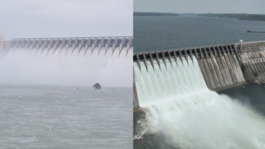 nagarjuna-sagar-dam-crest-gates-opened-full-capacity-to-release-water-inflow