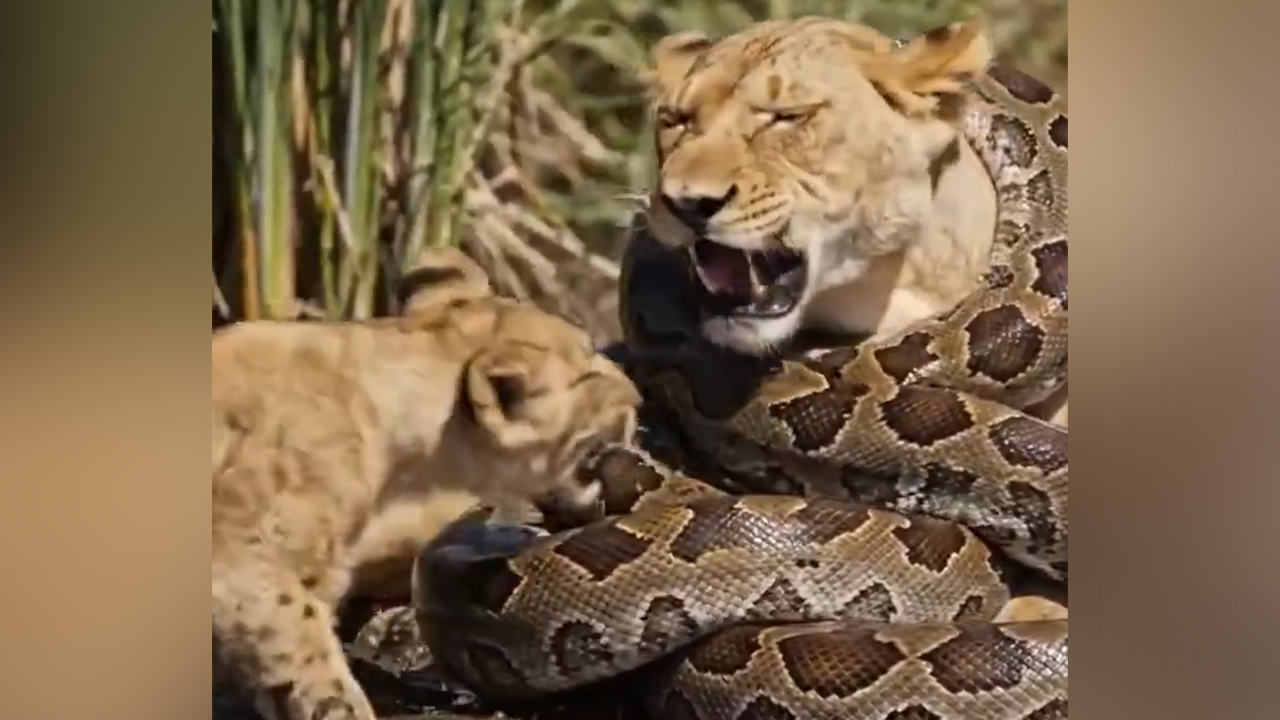 Lion Vs Anaconda | అనకొండకు చిక్కిన తల్లి సింహం..విడిపించేందుకు పిల్లల పాట్లు! Lion Vs Anaconda | అనకొండకు చిక్కిన తల్లి సింహం..విడిపించేందుకు పిల్లల పాట్లు!