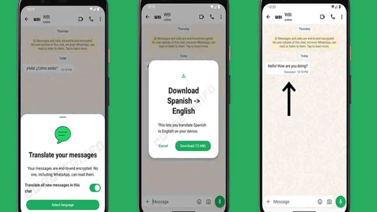 WhatsApp message translation feature