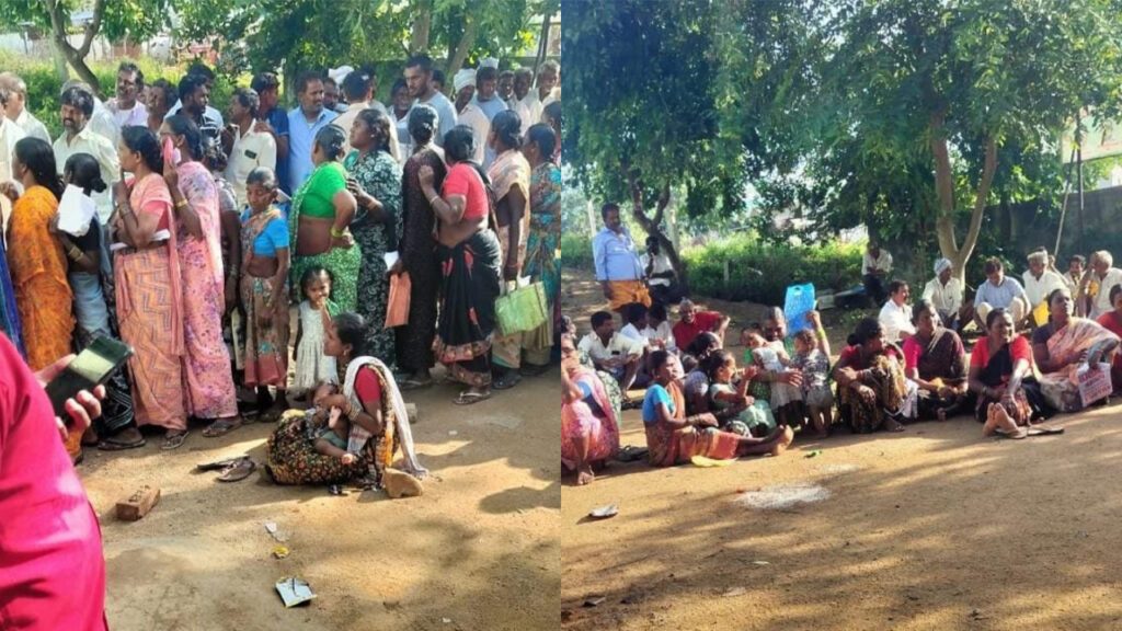 mother-with-three-children-waits-for-urea-queue-in-telangana