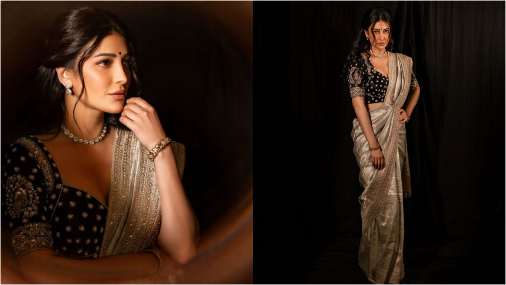 Shruti Haasan Wraps Fire And Grace In Silk Saree