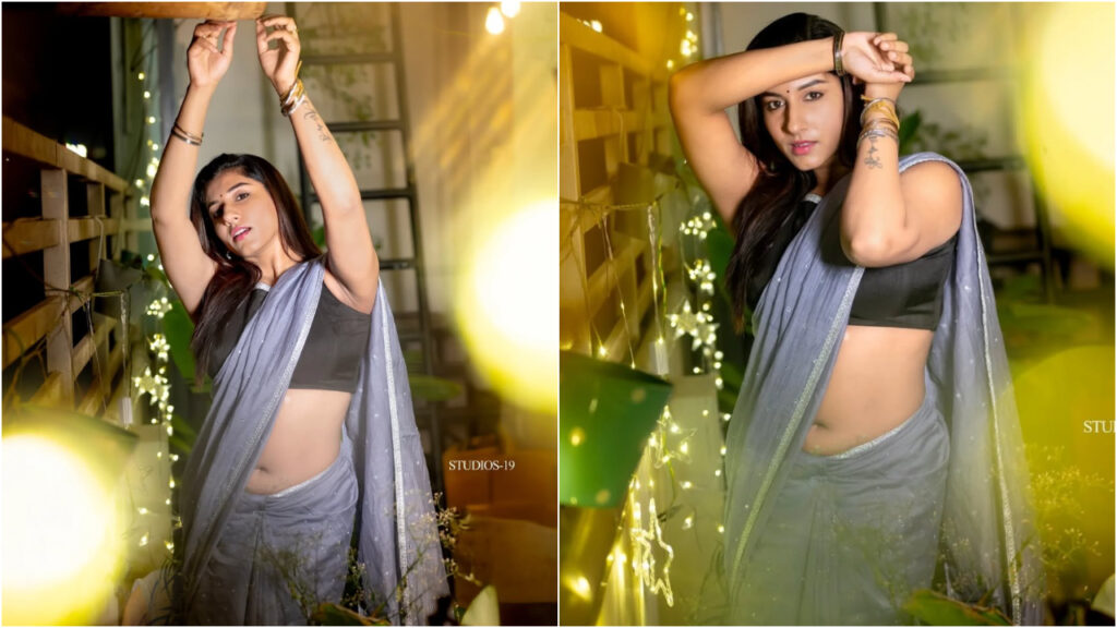 Vishnu Priya Bhimeneni's Glamorous Saree Look