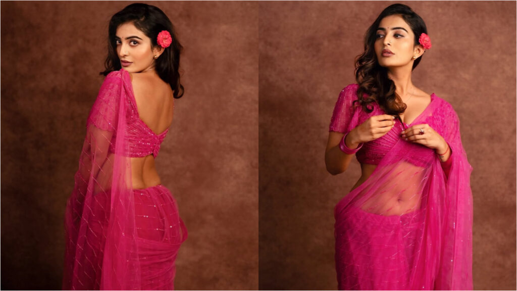 ananya nagalla looks stunning in a silk saree
