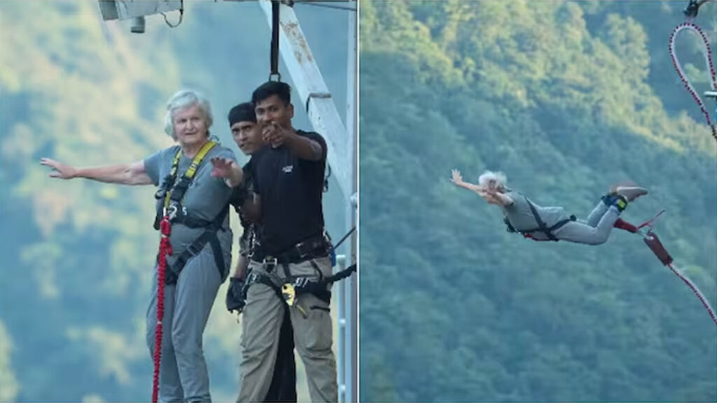 82 Yrs Old Woman Bungee Jump