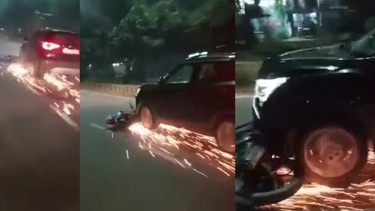 Drunk teacher drags biker for nearly a kilometre on car hood