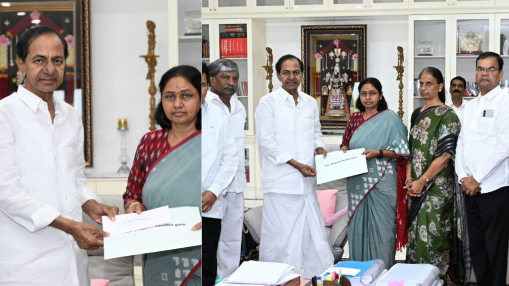 KCR Handed Over B-Form To Maganti Sunitha