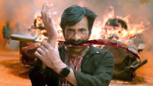 మాస్ జాతర సినిమాలో రైల్వే పోలీస్గా రవితేజ యాక్షన్ సన్నివేశం