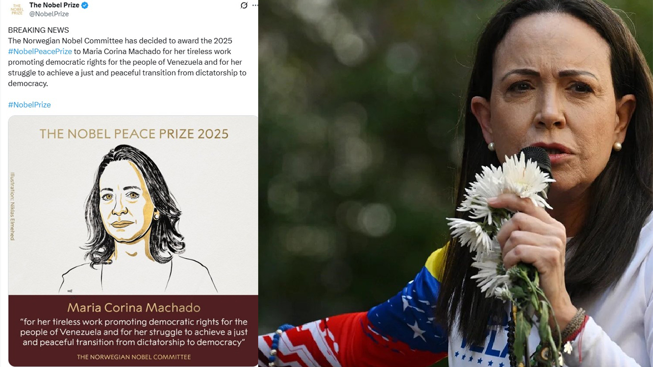 Maria Corina Machado wins 2025 Nobel Peace Prize| మరియా కొరినా మచాడోకు నోబెల్ శాంతి బహుమతి..ట్రంప్ కు నిరాశ Maria Corina Machado wins 2025 Nobel Peace Prize| మరియా కొరినా మచాడోకు నోబెల్ శాంతి బహుమతి..ట్రంప్ కు నిరాశ
