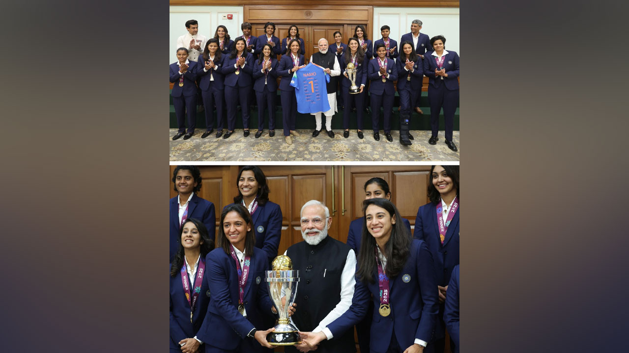 Modi meets womens world cup winners 2025