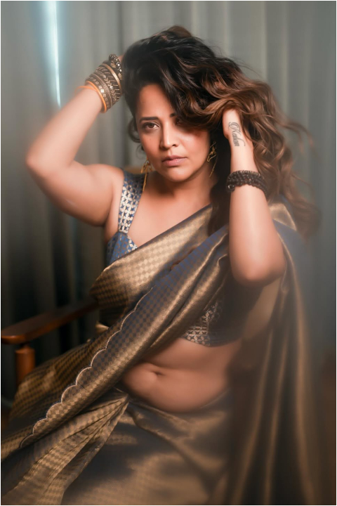 anasuya bharadwaj bold photos in saree