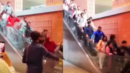Escalator Malfunction : ఎస్కలేటర్ రన్నింగ్..ప్రయాణికుల స్టన్నింగ్