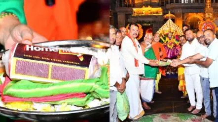 Yadagirigutta : యాదగిరి గుట్ట లక్ష్మీనరసింహుడికి అగ్గిపెట్టెలో బంగారు చీర కానుక