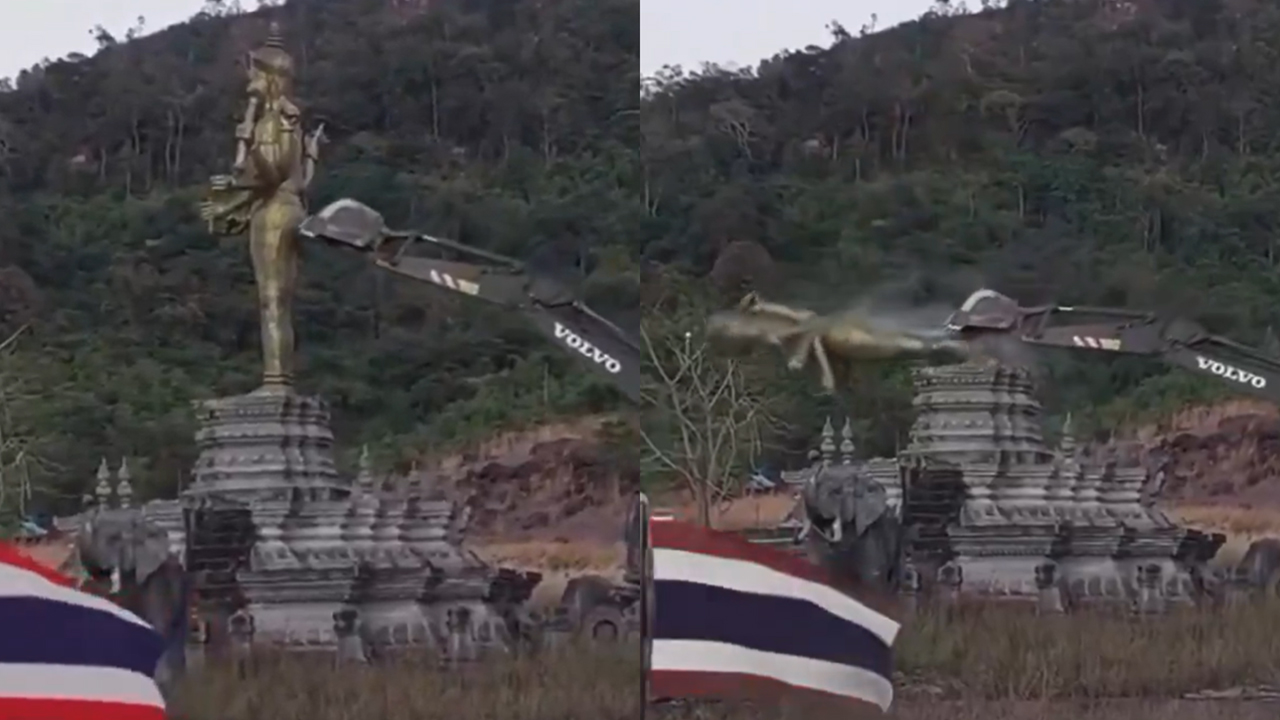 Thai Army Destroy Hindu Deity