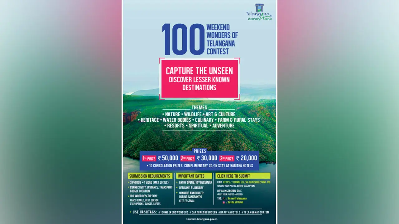 100 Weekend Wonders Contest : బంపర్ ఆఫర్..పర్యాటక ప్రాంతాలు పంపితే నగదు బహమతులు
