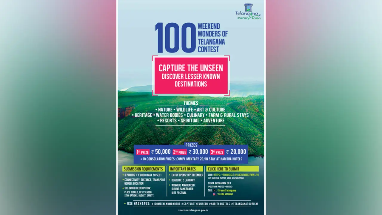 100 Weekend Wonders Contest : బంపర్ ఆఫర్..పర్యాటక ప్రాంతాలు పంపితే నగదు బహమతులు