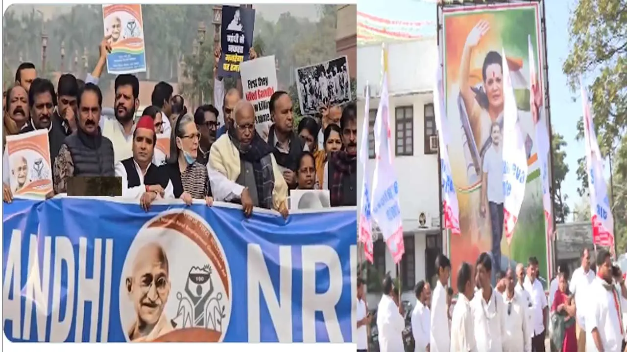 Congress protest| బీజేపీ కార్యాలయాల ముట్టడికి దిగిన కాంగ్రెస్..తీవ్ర ఉద్రిక్తతలు