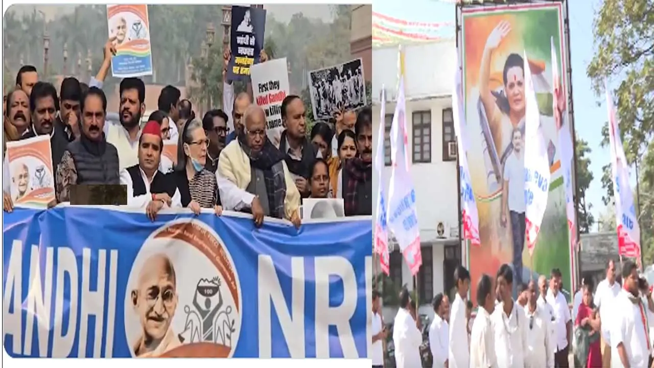 Congress protest| బీజేపీ కార్యాలయాల ముట్టడికి దిగిన కాంగ్రెస్..తీవ్ర ఉద్రిక్తతలు