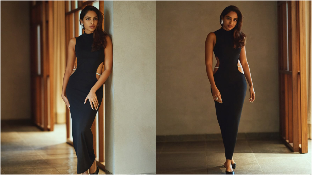 sobhita dhulipala stunning look in black suit dress