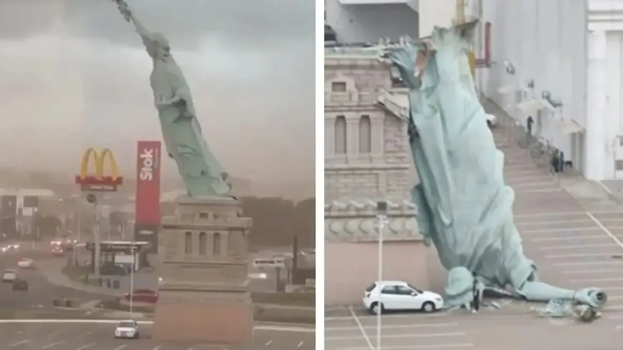 Havan Statue Of Liberty Collapses : స్టాట్యూ ఆఫ్ లిబర్టీ కూలిపోయింది !