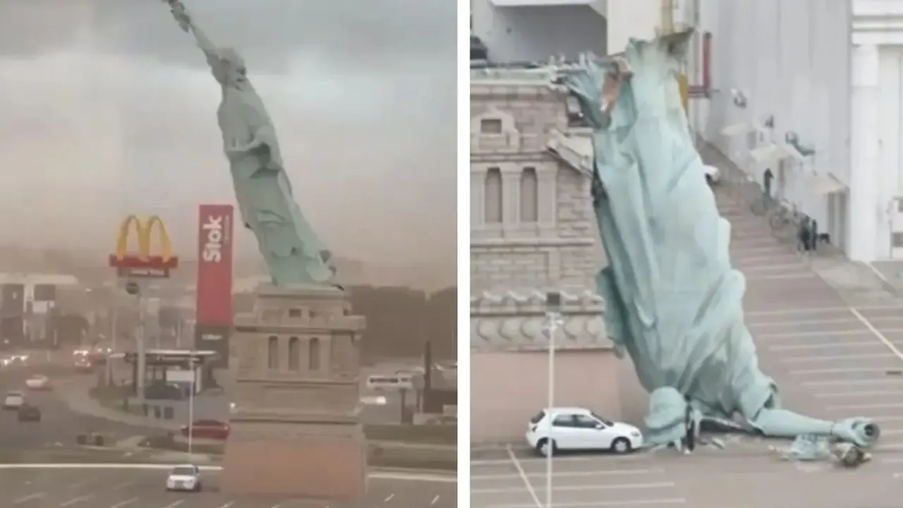 Havan Statue Of Liberty Collapses : స్టాట్యూ ఆఫ్ లిబర్టీ కూలిపోయింది !