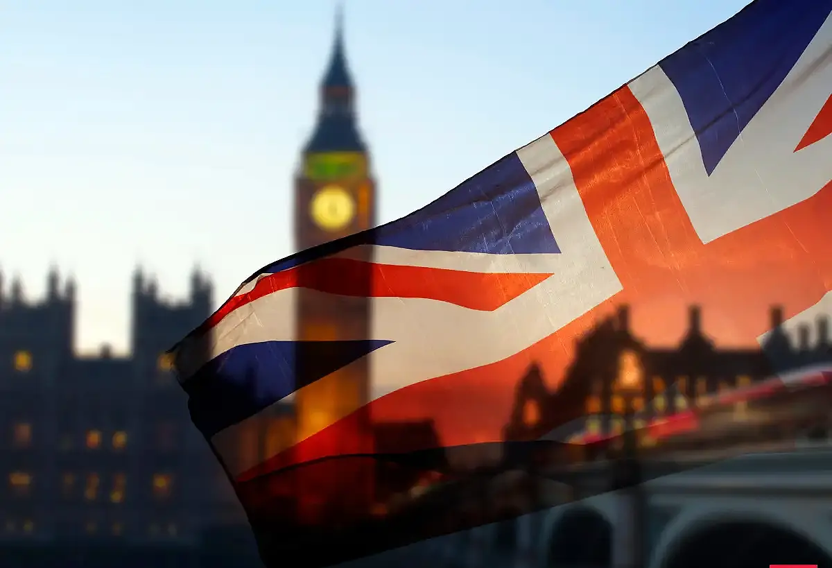 UK immigration rules tightened with British flag and Big Ben in background