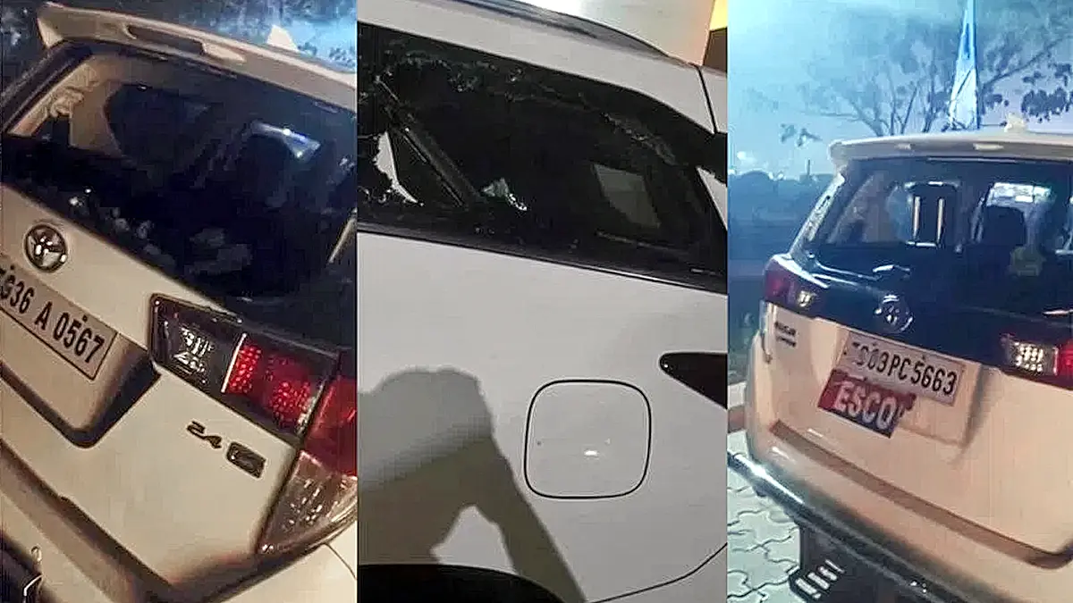 Medaram Jathara incident damaged vehicles of SC ST Minister Adluri Laxman convoy after devotees attack