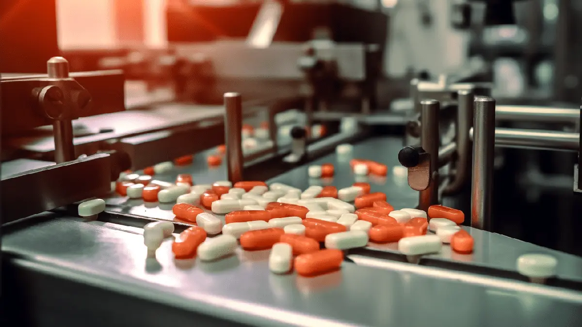 Pharmaceutical tablets being processed in factory reflecting India–EU trade deal impact on medicine exports