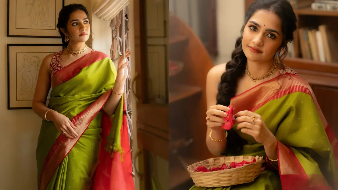Rukmini Vasanth | చిలక పచ్చ రంగు చీరలో మనసులు దోచేస్తున్న రుక్మిణి వసంత్
