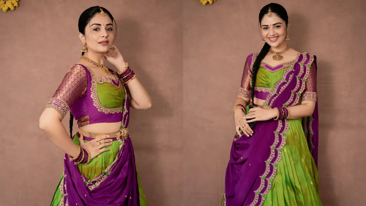 Sreemukhi | తెలుగింటి బాపు బొమ్మలా.. లంగా వోణీలో శ్రీముఖి ఎంత అందంగా ఉందో చూడండి!