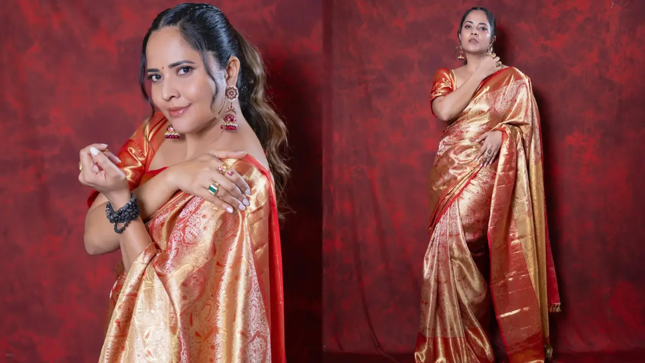 Anasuya Bharadwaj | పట్టు చీరలో అనసూయ క్యూట్ లేటెస్ట్ ఫొటోలు