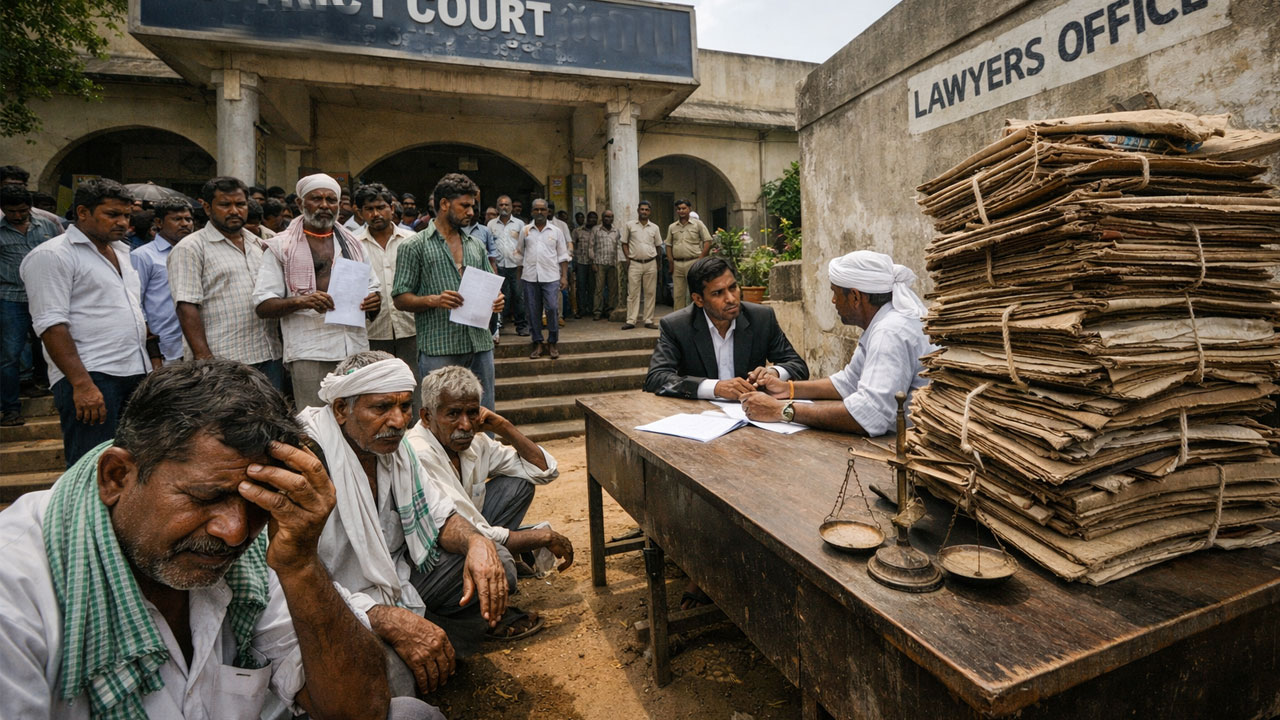 Farmers worried over land records image created with AI