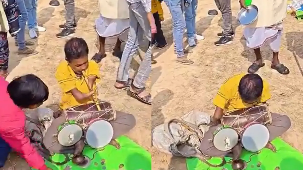 Viral Video : వండర్..చేతులు లేకపోయినా ఓకేసారి డోలు, డోలక్ తప్పెట్ల మోత