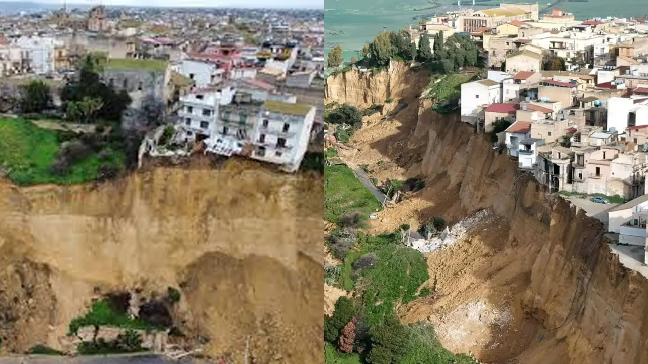 Sicily Landslide : విరిగిపడిన కొండ చరియలు..కూలిన ఇళ్ల వీడియో వైరల్