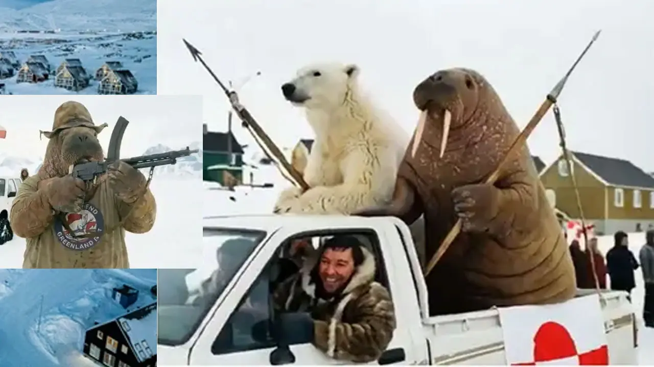 Greenland Animals AI Video | ట్రంప్‌పై పోరాటానికి తుపాకులు పట్టిన ధృవపు ఎలుగుబంట్లు, డాల్ఫిన్లు స్లెడ్జ్‌ కుక్కలు!! ఇంటర్నెట్‌ను ఊపేస్తున్న వీడియో