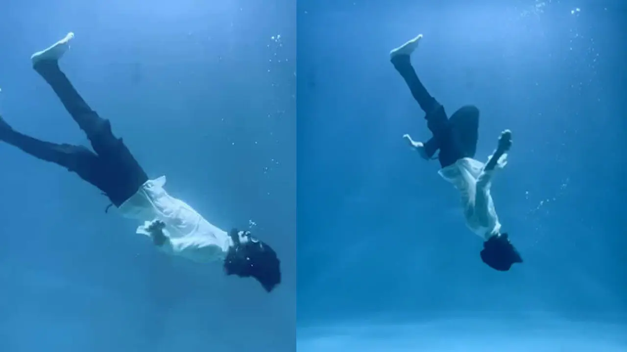 Jaydeep Gohil Underwater Stunts | నీటి అడుగున విన్యాసాల సాహసం..వీడియో వైరల్