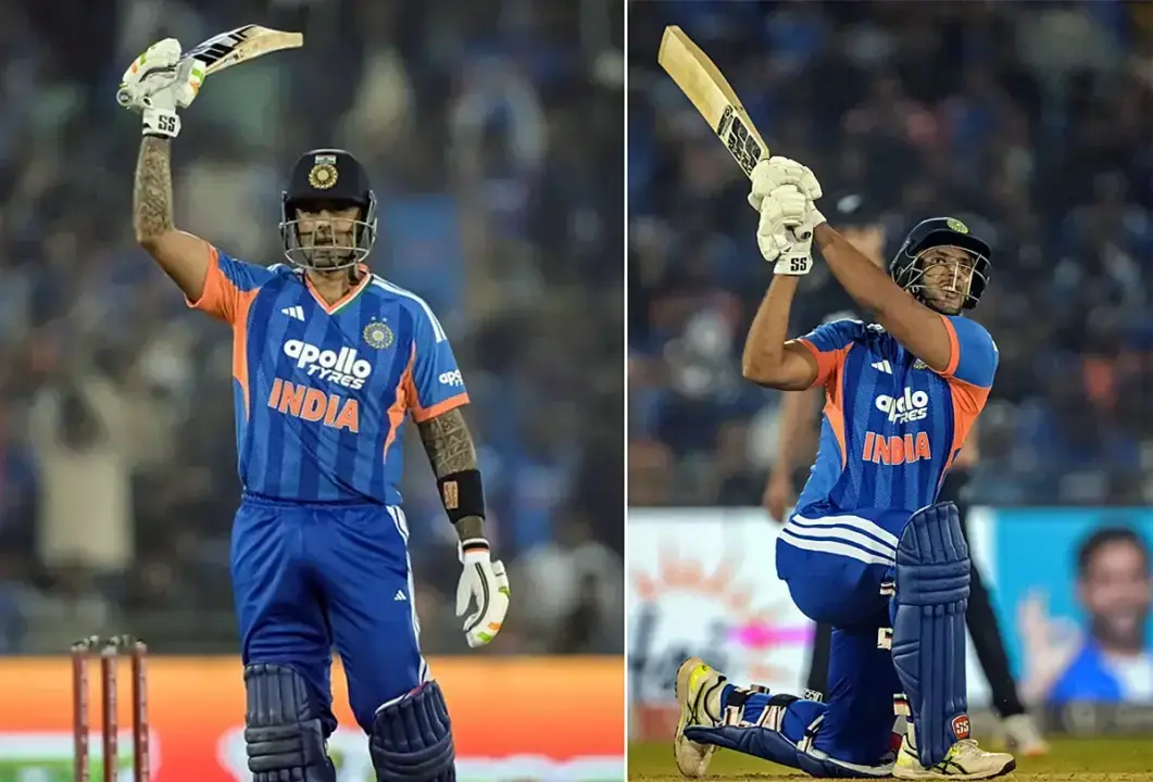 Suryakumar Yadav and Shivam Dube celebrating after winning IND vs NZ 2nd T20 match at Raipur