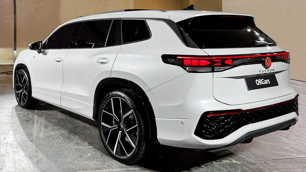 Volkswagen Tayron R-Line rear exterior white color LED tail lamps alloy wheels premium SUV