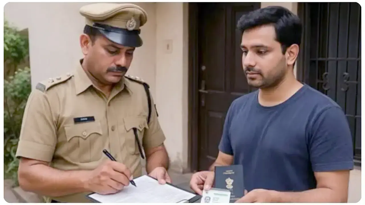 Indian passport police verification process at applicant’s home with officer checking documents in 2026