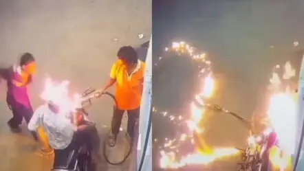 Man Lights Fire At Petrol Pump | సిగ‌రెట్ కాల్చొద్ద‌న్నందుకు.. పెట్రోల్ ట్యాంక్‌కు నిప్పు పెట్టిన వ్య‌క్తి.. షాకింగ్ వీడియో