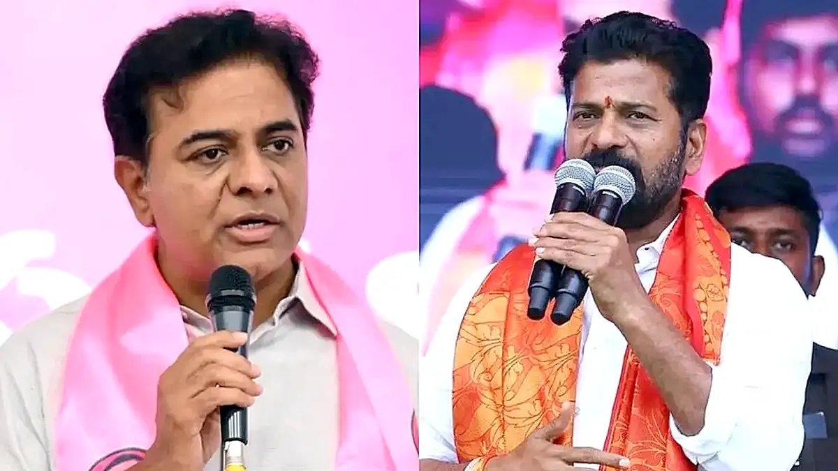 Revanth Reddy and KTR at separate public meetings ahead of Telangana municipal election campaign preparations