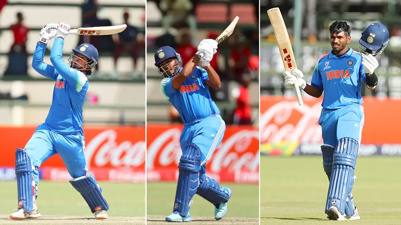 Vaibhav Sooryavanshi, Ayush and Aaron George batting aggressively during India vs Afghanistan U19 World Cup semifinal chase