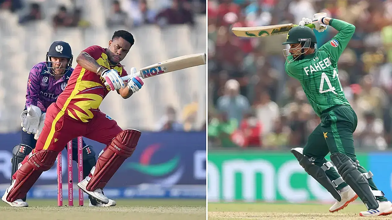West Indies and Pakistan batsmen in action during T20 World Cup 2026 matches