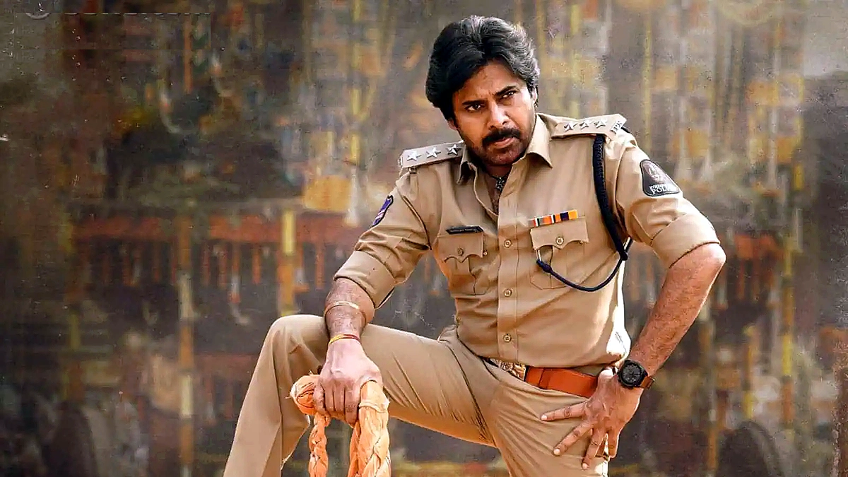 Pawan Kalyan in police uniform intense look from Ustaad Bhagat Singh