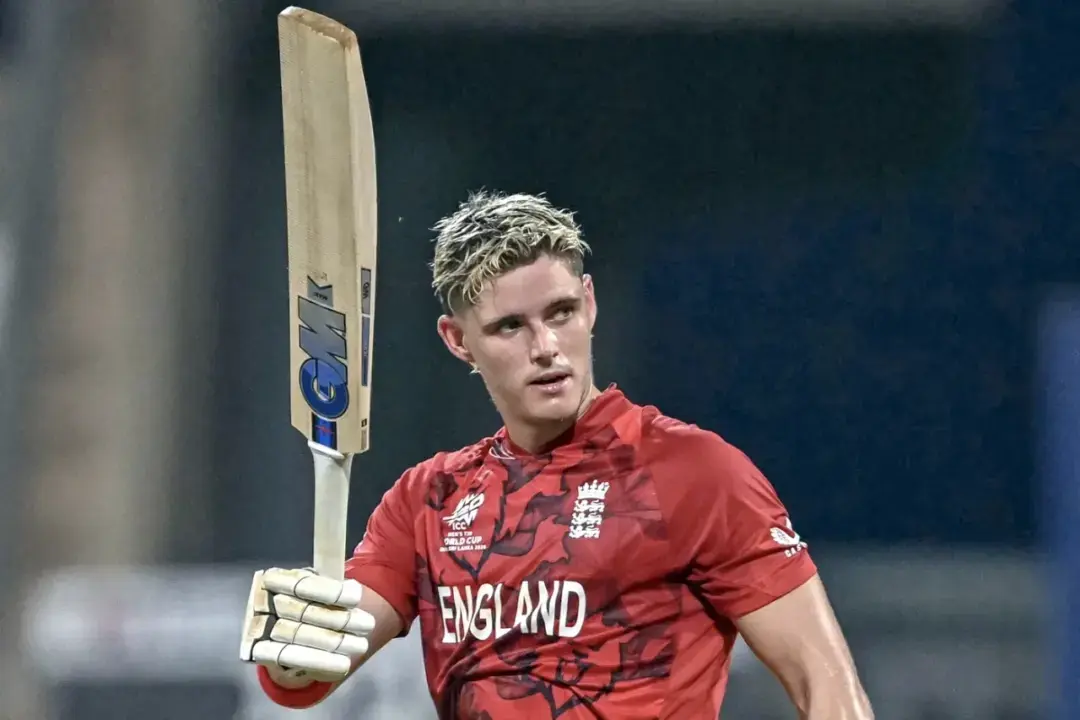 Jacob Bethell celebrates his century during England innings in T20 World Cup 2026 semifinal vs India