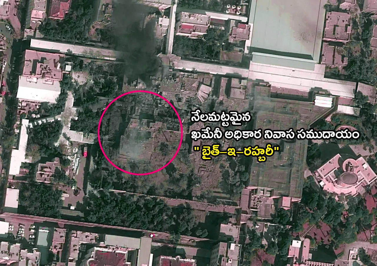 Satellite image showing damage to Khamenei’s Beyt-e Rahbari compound after US-Israel strike 2026