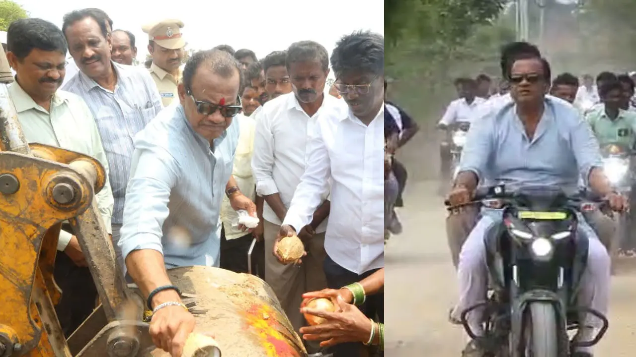 Komatireddy : కృష్ణా కాలువల పరిశీలనకు మంత్రి వెంకట్ రెడ్డి బైక్ రైడింగ్ !